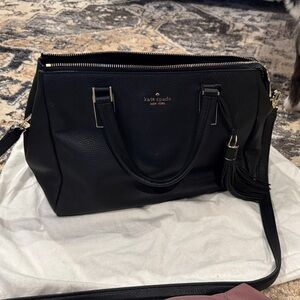 kate spade Black Pebbled Leather Satchel with Tassel